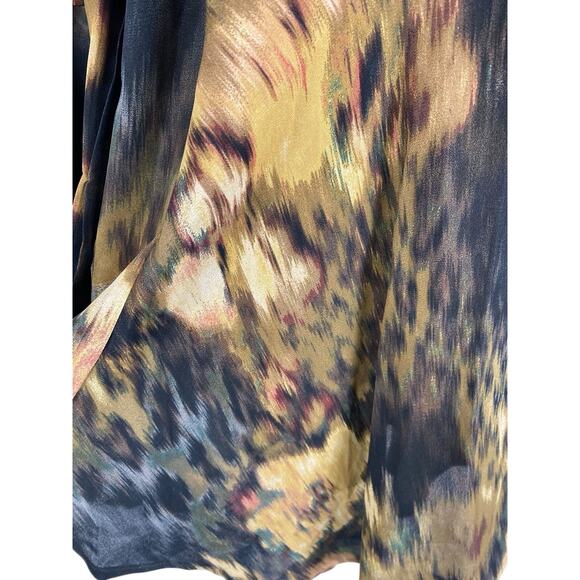 Investments Blouse Top Button Up Watercolor Floral Animal Print Romantic Boho M - Picture 9 of 14